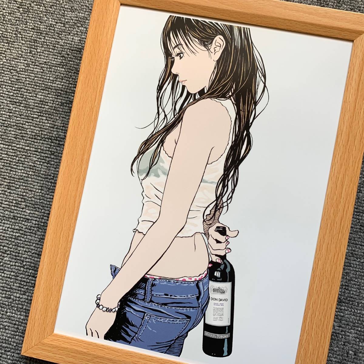 楽ギフ 包装 0 額装品 江口寿史 イラスト 額入り ポスター風 B5 ワイン 美人 Grupoconcordia Com