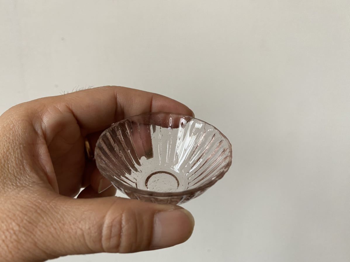 江戸ガラス型吹盃 酒器 幕末～明治期 箱付 】鉛ガラス ぐい呑 お猪口 