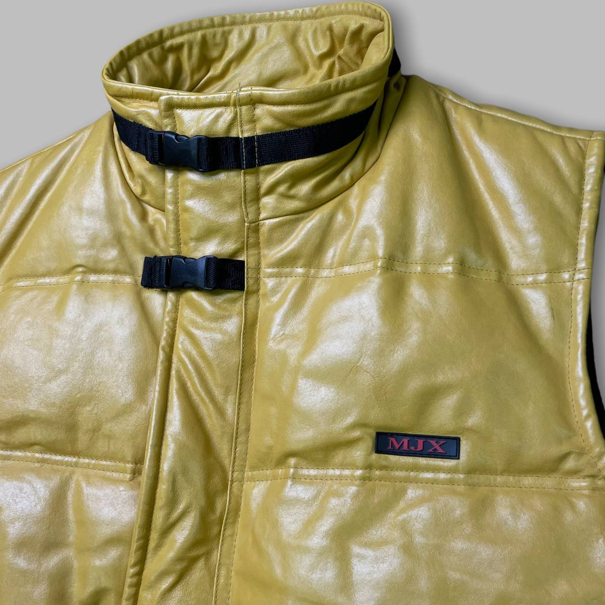 送料無料】90s M.JULIAN レザー パディング ベスト M イエロー 黄 