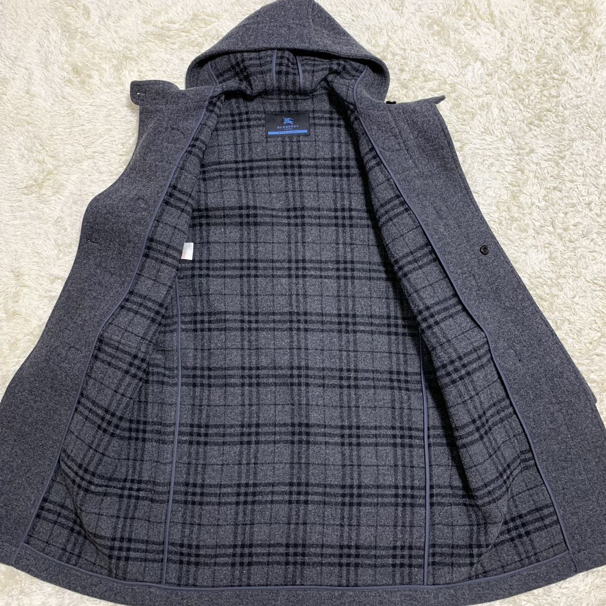 希少】BURBERRY ダッフルコート グレー ノバチェック ウール ロング