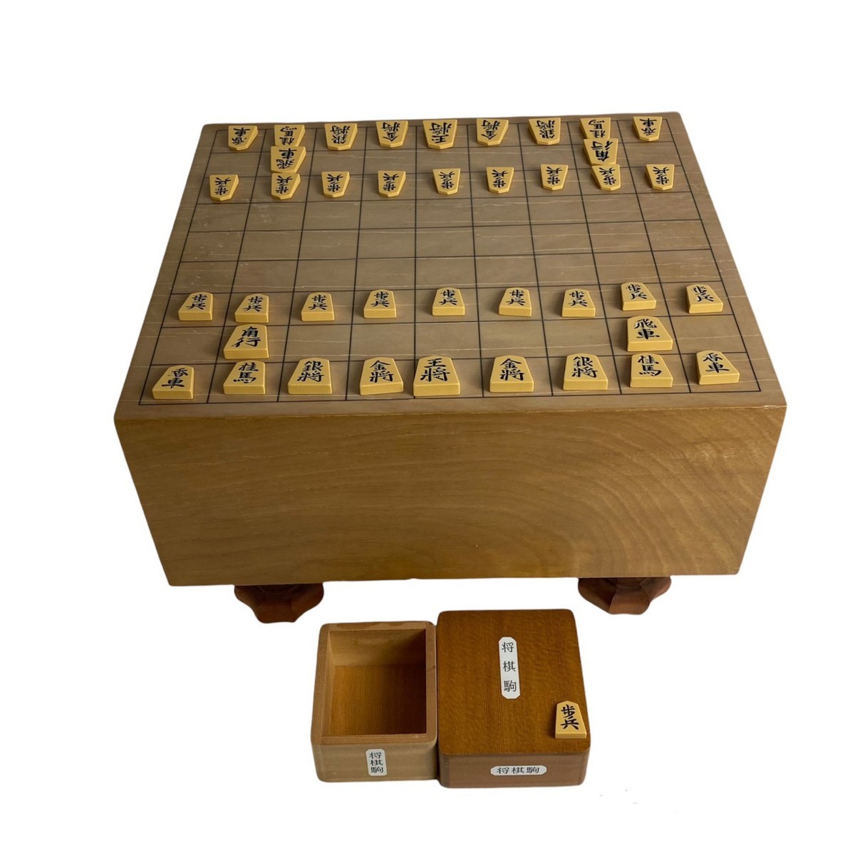 USED 将棋セット 将棋盤 将棋駒 足付 高級 駒揃い 予備 厚さ 15cm 脚付 