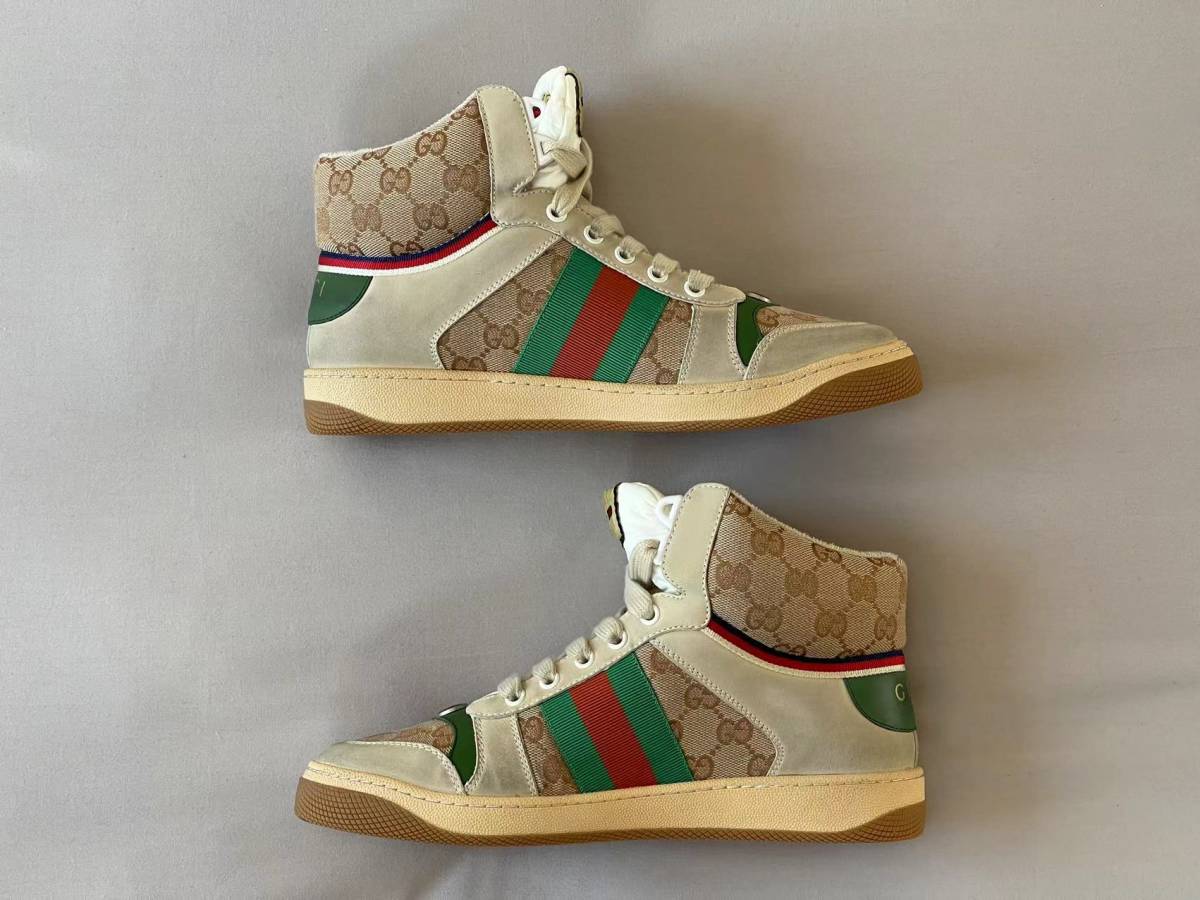 Gucci〔スクリーナー〕 GGキャンバス＆レザー ハイカットスニーカー UK 
