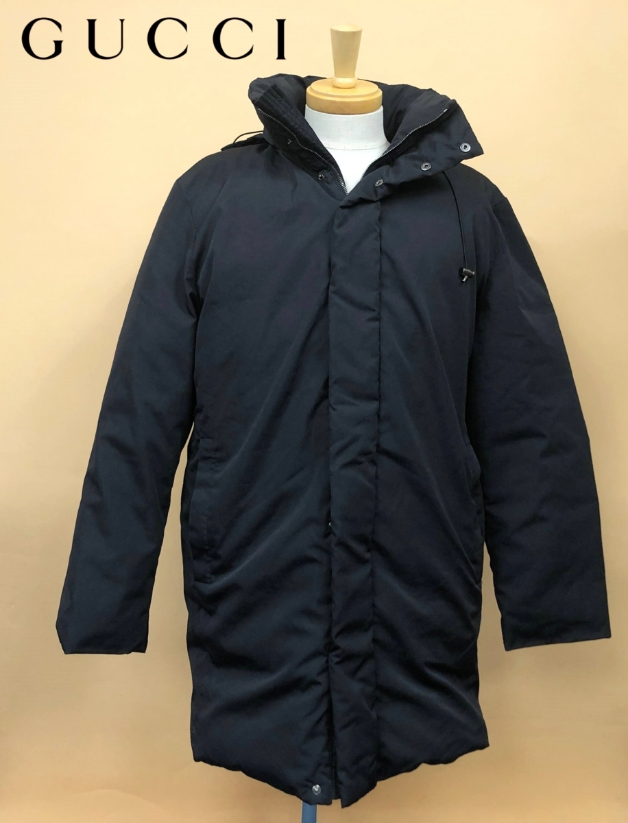 本物 GUCCI グッチ ダウンコート フード付き メンズ 44 ブラック 黒  