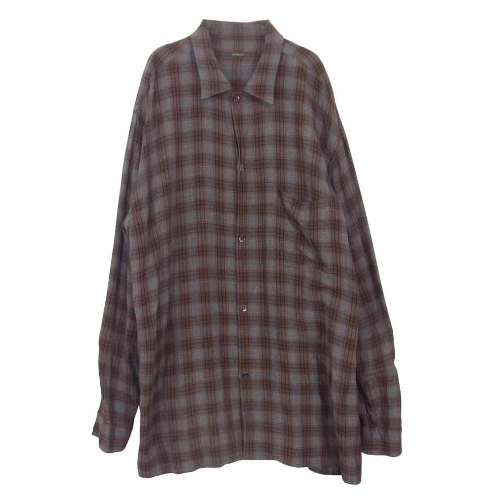COMOLI コモリ 19SS P01-01013 レーヨン オープンカラー チェック 長袖 