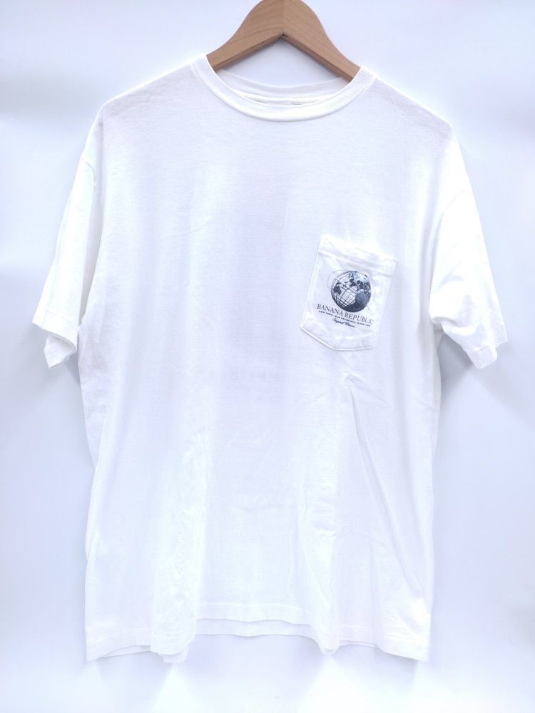 使用感あり】90s banana republic/地球儀 ポケット付き半袖Tシャツ/USA