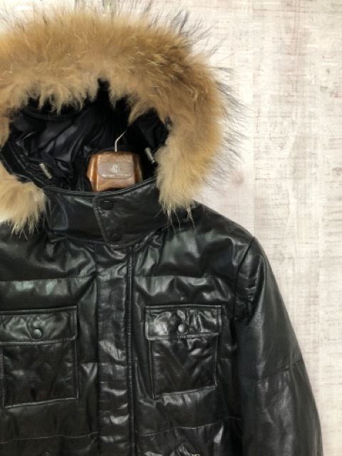 Paul Smith レザーダウンジャケット 本革 ファー ブラウン メンズ 牛革 オールレザー】Paul Smith ポールスミス レザーダウンジャケット