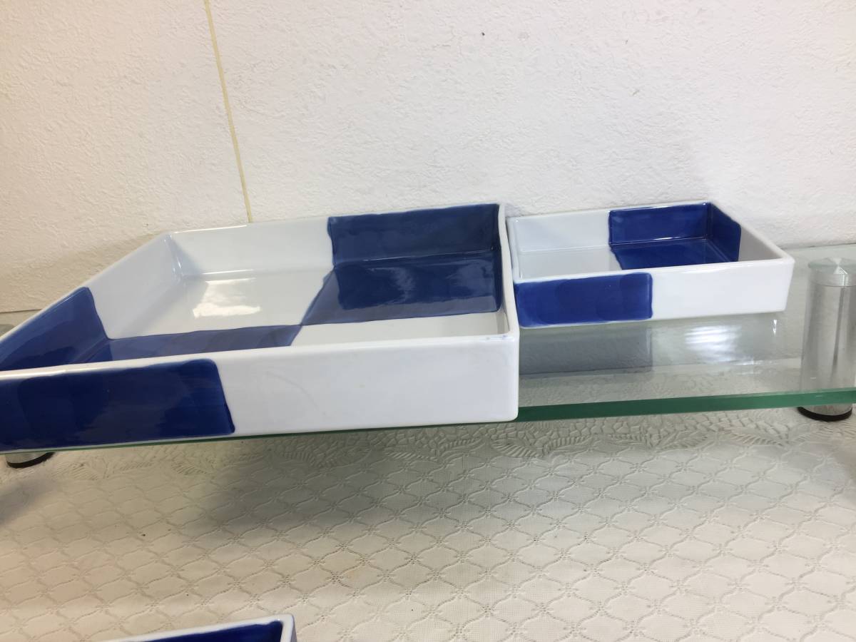 橘吉 たち吉 市松模様 角皿 小5点大1点セット 美品 和食器 箱なし