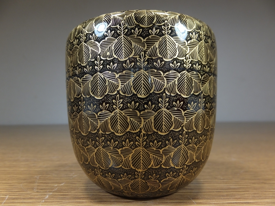真作保証】 前志芸男 自作 棗沈金桐之図 共箱 漆芸家 コレクター放出品