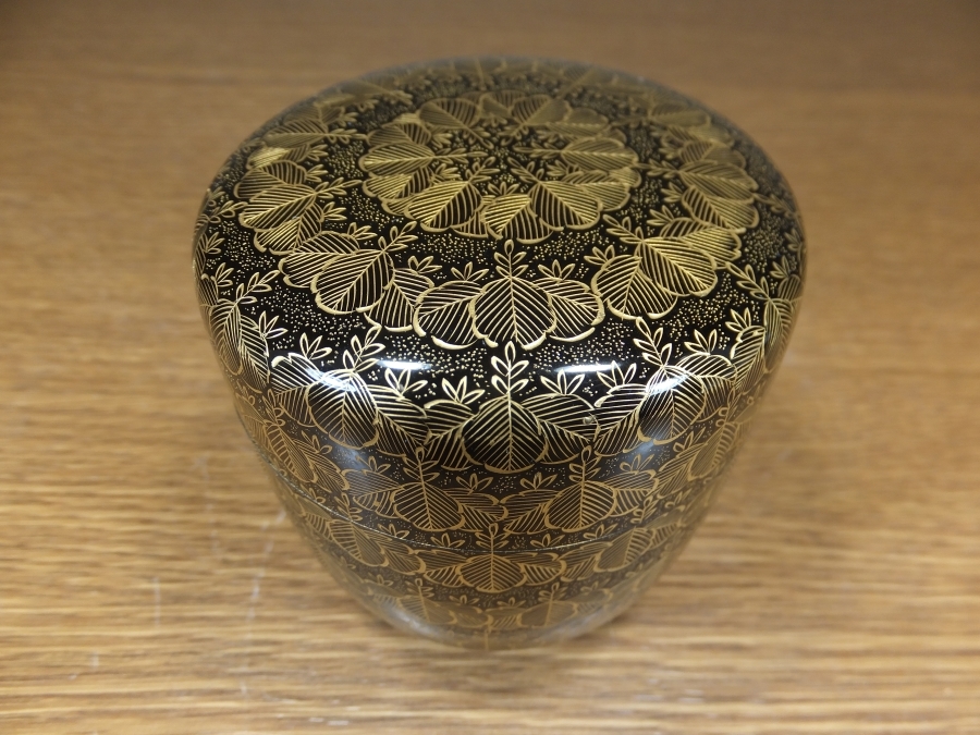 真作保証】 前志芸男 自作 棗沈金桐之図 共箱 漆芸家 コレクター放出品