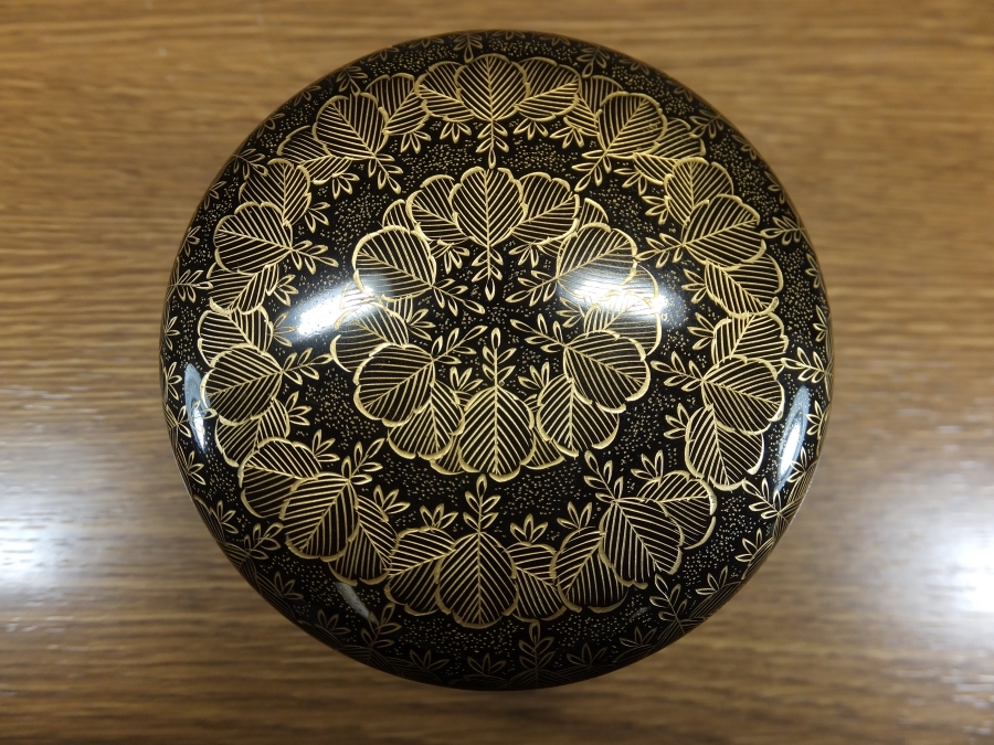 真作保証】 前志芸男 自作 棗沈金桐之図 共箱 漆芸家 コレクター放出品
