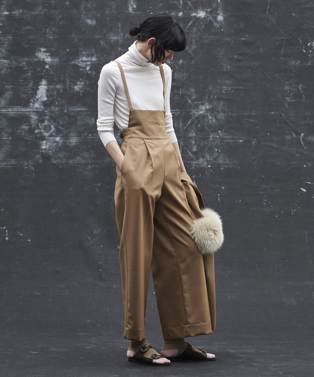 Sランク Drawer ウールシャンブレーサロペット 38 ブラウン  