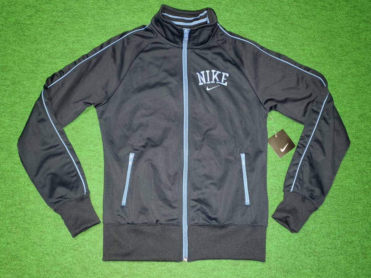 NIKE フード付きブラックジャージ上下セット レディース M ナイキ ジャージ 上下 紺x水色 / 婦人 L 身長165-170 【未使用タグ付き】