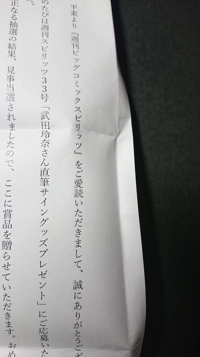 最新☆武田玲奈☆雑誌抽プレ 直筆サイン入チェキ（当選書、封筒付