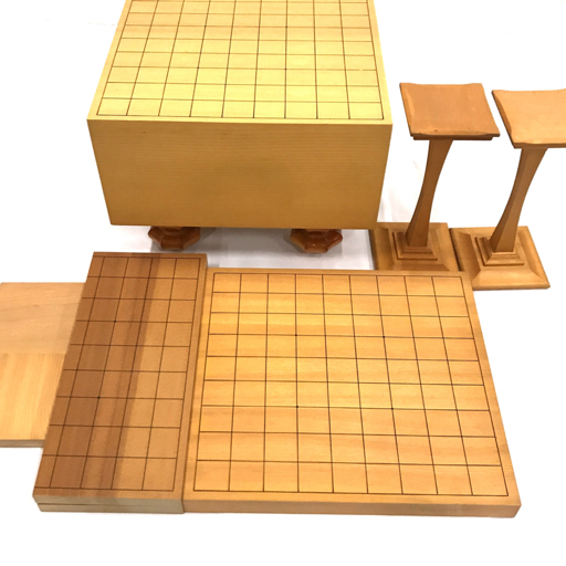 将棋盤 厚み18cm 6寸 柾目 脚付き へそあり 含 駒置き 駒台 卓上将棋盤 