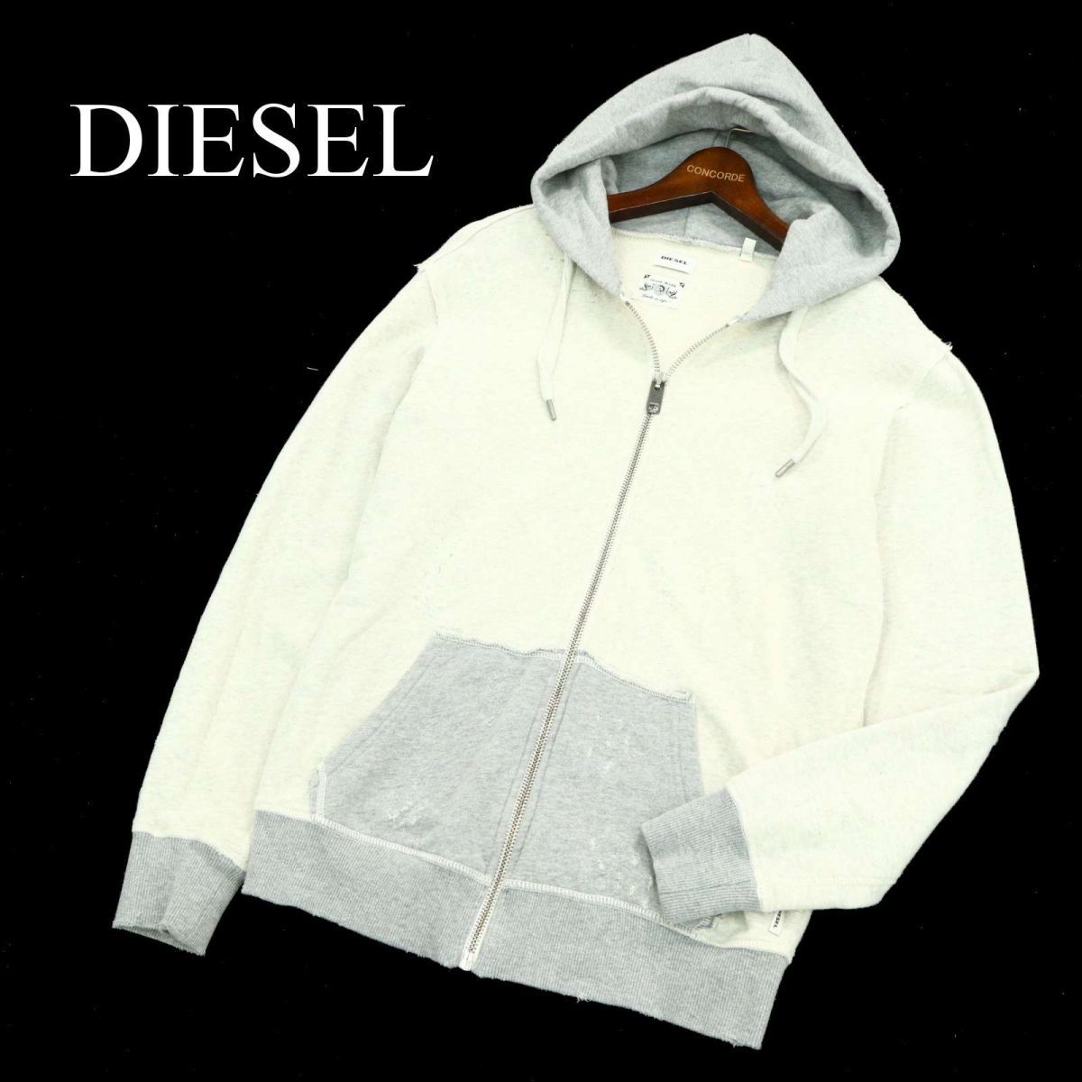 DIESEL ディーゼル 通年 ダメージ加工☆ 切替 スウェット ジップアップ 
