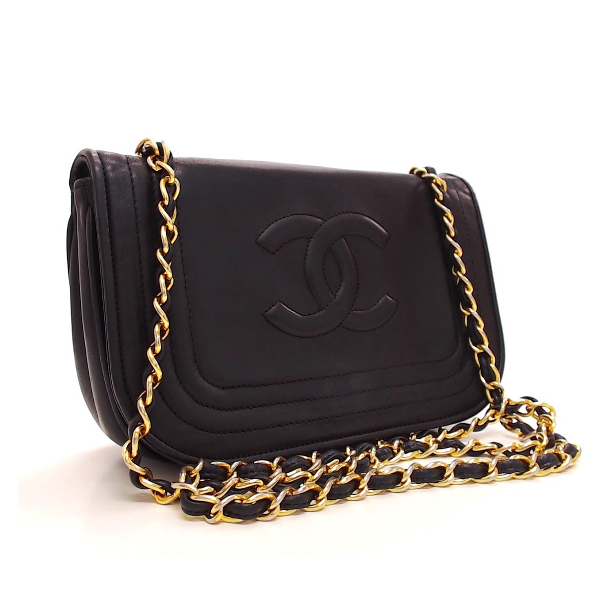 シャネル ラムスキン ココマーク ブラック CHANEL ミニ マトラッセ20の