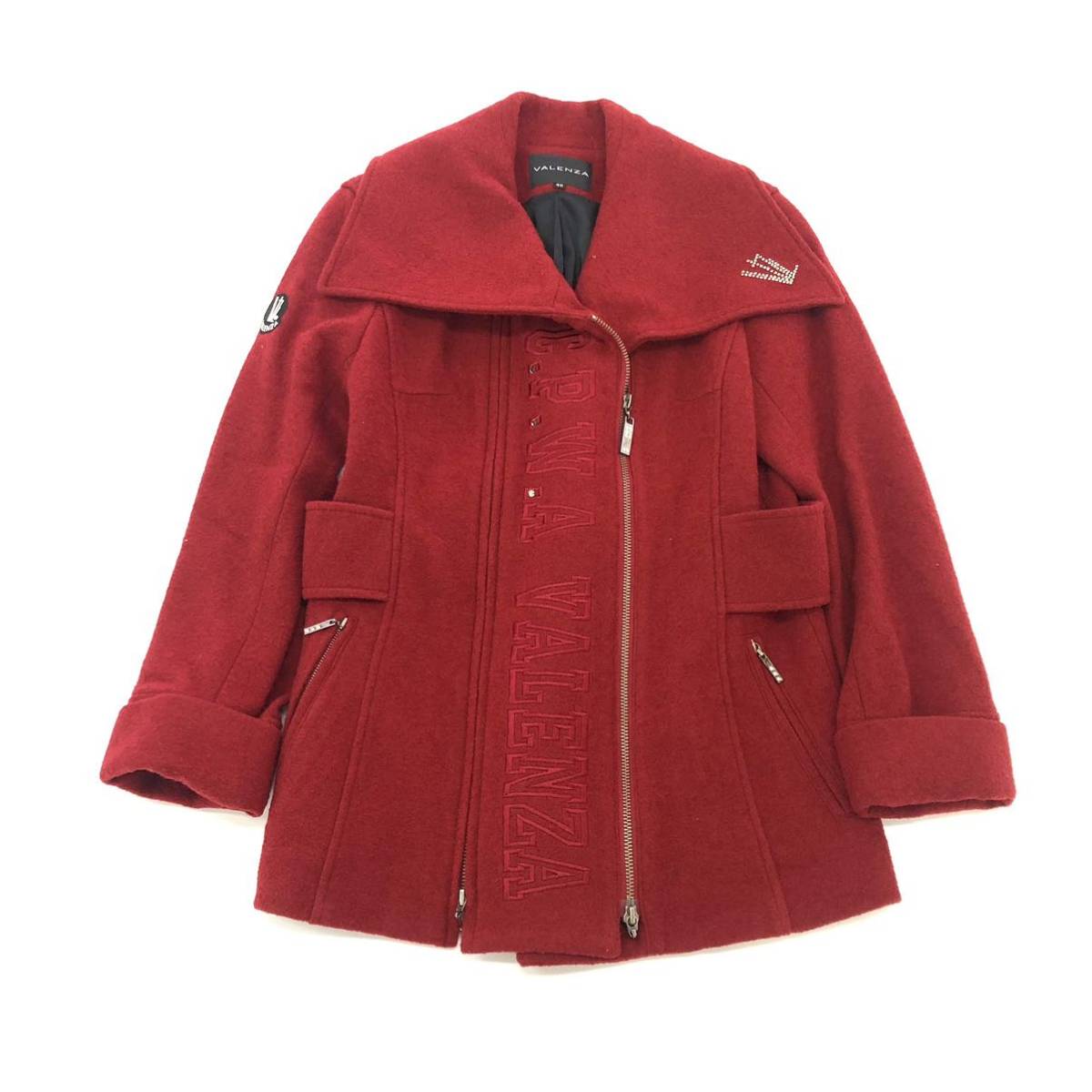 限定セール，新品 l29 10 VALENZA バレンザ ハーフコート ウールコート ショート丈コート クリスタル ストーン ロゴ刺繍 40 L相当 レディース 女性用(Lサイズ)｜売買されたオークション情報、yahooの商品情報をアー Lサイズ