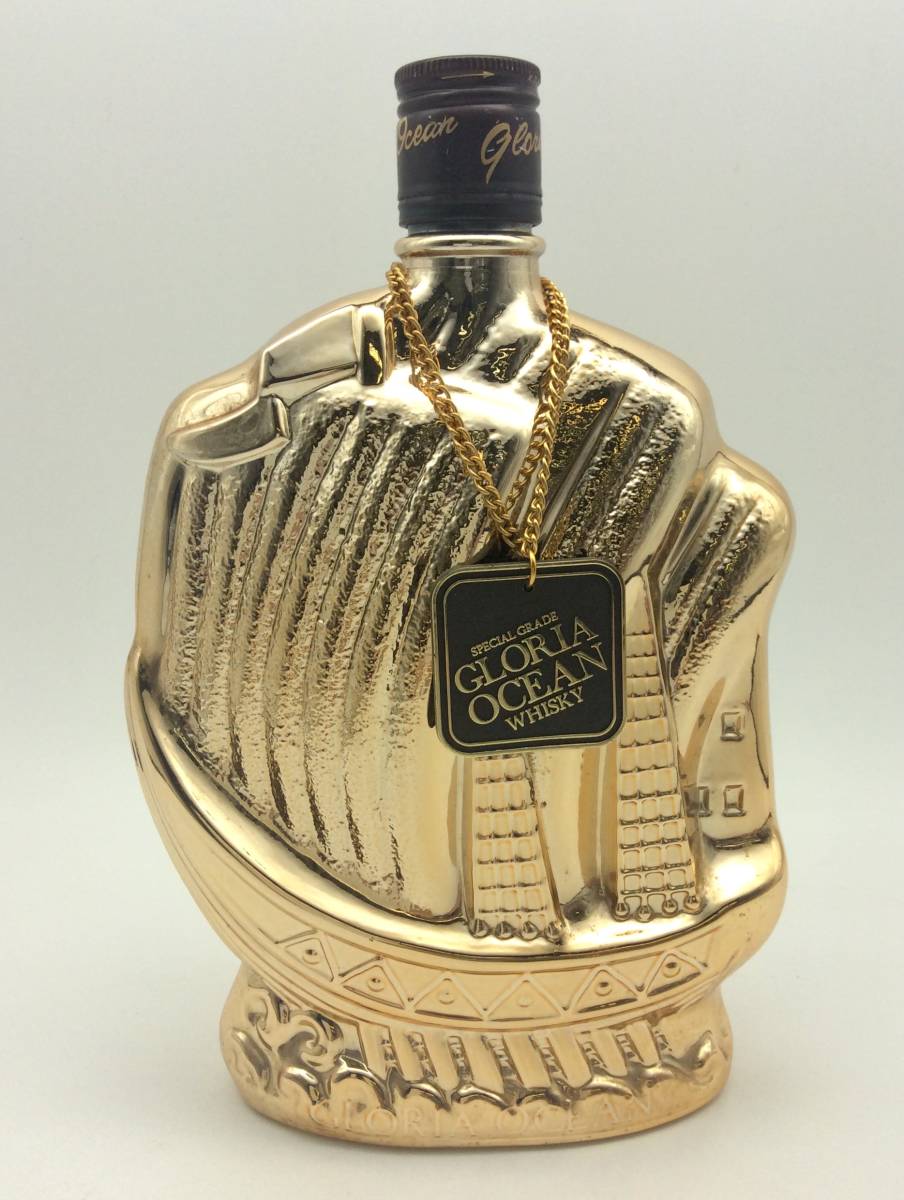 C137□【東京都内限定発送】三楽 オーシャン GLORIA OCEAN グロリアオーシャン シップボトル 特級 ウイスキー 760ml 43％ 陶器 ゴールド □
