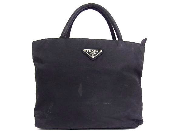 1円 PRADA プラダ テスートナイロン ハンドバッグ トートバッグ 手持ちかばん 手提げかばん メンズ レディース ブラック系 V3374 ...