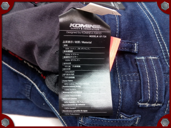 コミネ(KOMINE) | バイク用 フルイヤーKVデニムジーンズ パンツ KOMINE ブラック コミネ公式PK-726 KV デニムジーンズ コミネ フルイヤー PK-726 フルイヤーケブラーデニムジーンズ S フルイヤーKVデニム