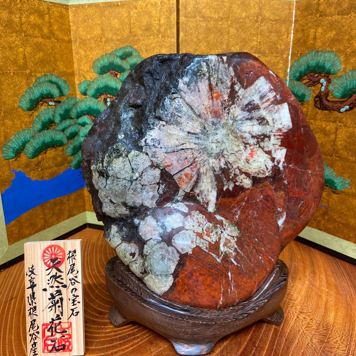 2022年祝菊 菊花石 4.96kg ☆ 鑑賞石 菊花石 菊花石の