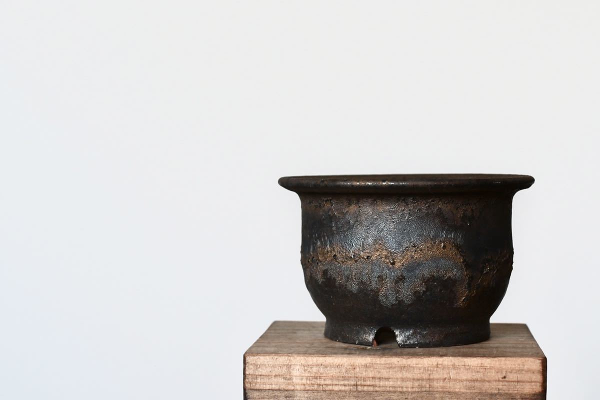山中勇人 作家鉢 新品未使用 陶器 植木鉢 y鉢 エールグリーン