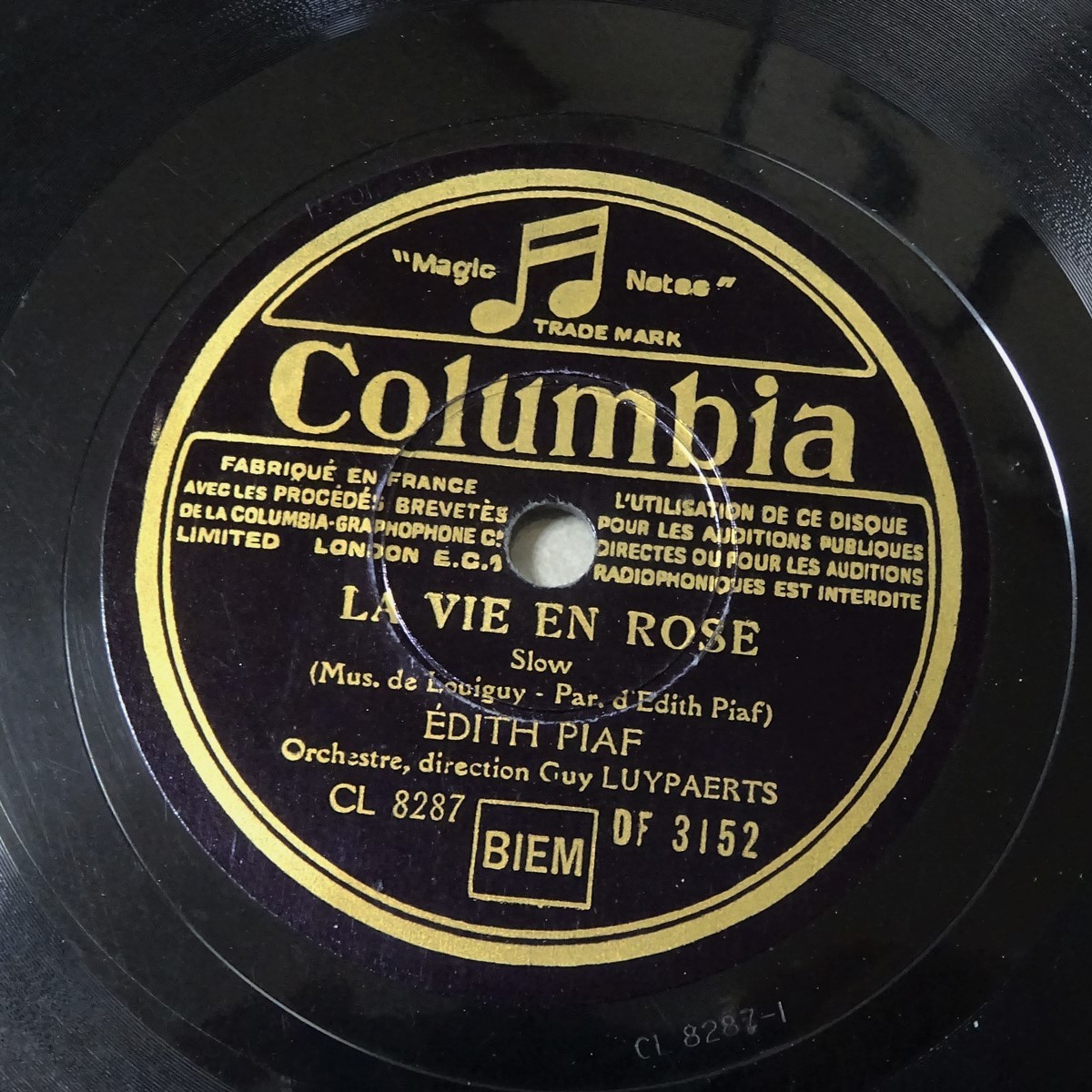 仏Columbia DF3152　「ばら色の人生」　エディト・ピアフ 湘南SPレコード愛好会 | La Vie en Rose（バラ色の人生）〜エディット
