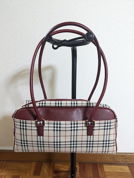 バーバリー BURBERRY ノバチェック 本物 レザー キャンバス／レザー