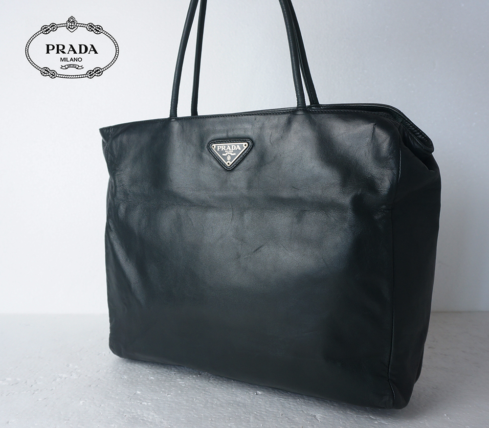 PRADA プラダ 三角ロゴ レザー トートバッグ ショルダーバッグ 肩掛け