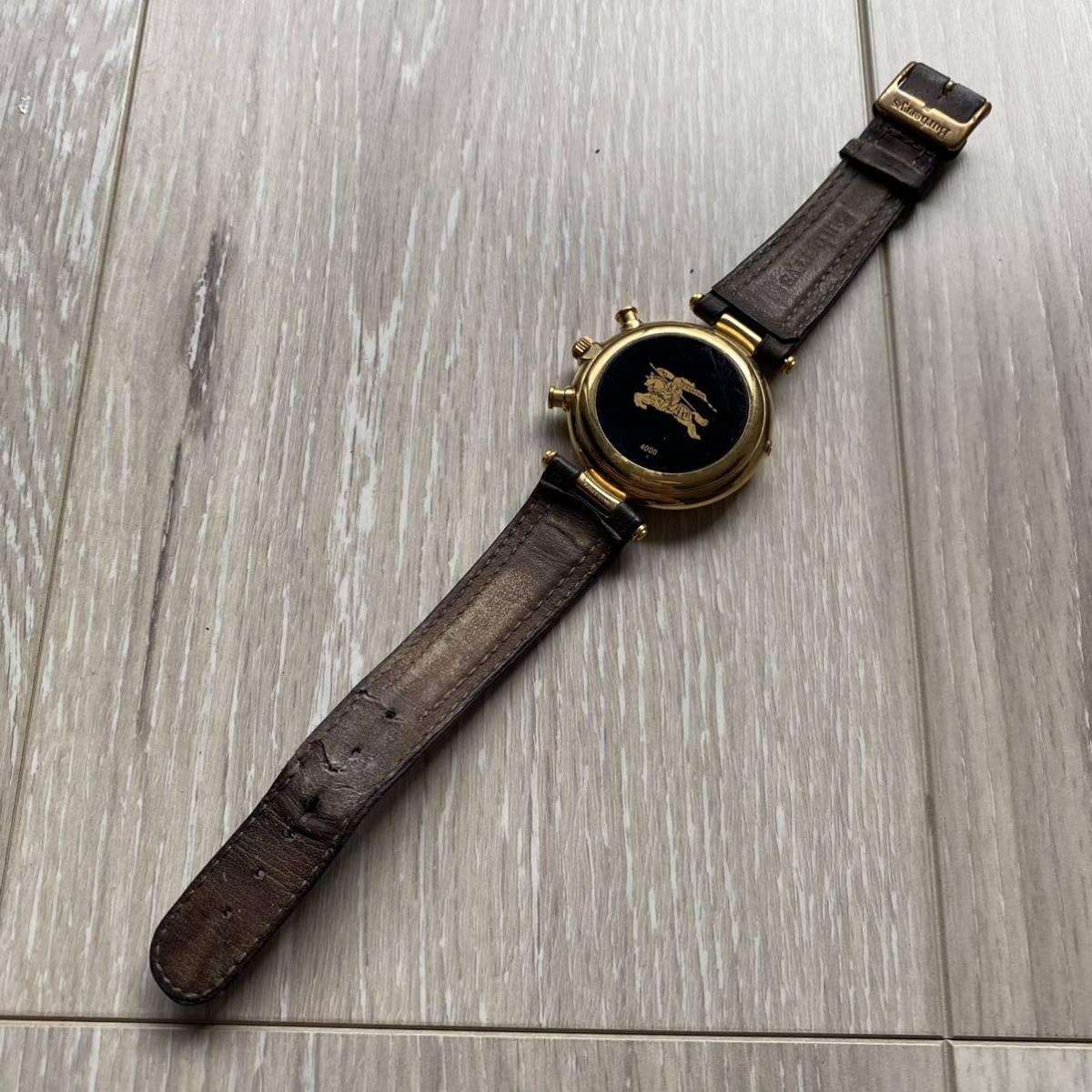 ☆1円スタ☆ BURBERRY バーバリー 腕時計 クロノグラフ 4000 ゴールド 