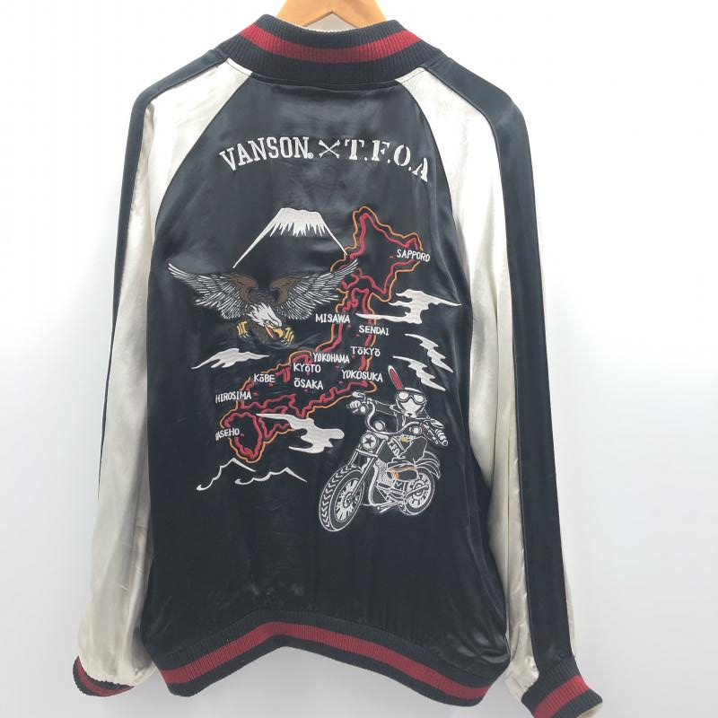 中古】VANSON バンソン × T.F.O.A リバーシブルスカジャン XL 黒 デス