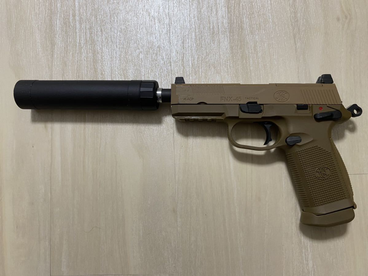 CyberGun FNX-45 Tactical サプレッサー付き ガスブローバック(FDE 