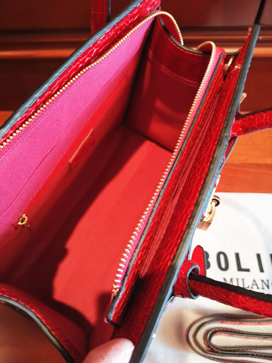 ミラノ発*BOLINI・最上級牛革・クロコダイル*ルビー・バーキン
