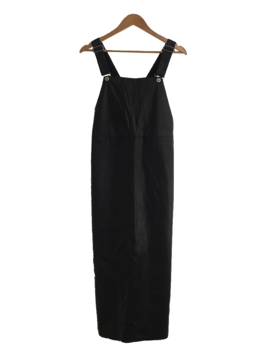 UNITED ARROWS◆ロングスカート/フェイクレザージャンパースカート/38/フェイクレザー/BLK/1526-199-3549