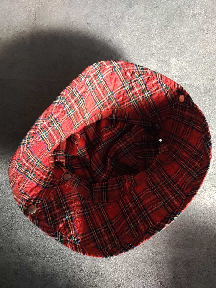 幻 92年購入 OLD STUSSY 黒タグ バケットハット 赤 黒 チェック