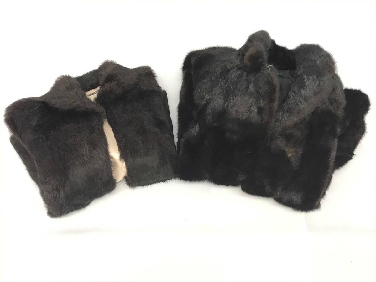 1円 美品 イエナ ブラックジュエル 毛皮 アウター コート ラビット ミンク 等 毛皮ファーコート 計2点セット HA035