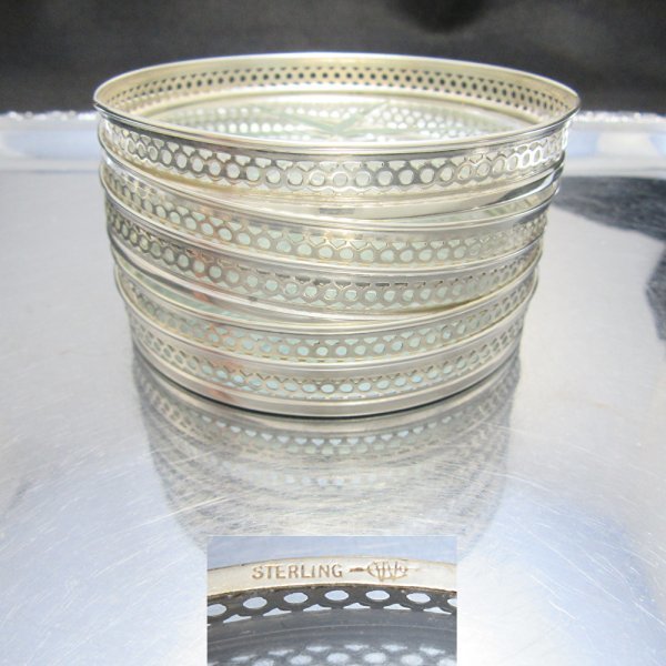 WEBSTER 純銀/ガラス コースター 5枚とホルダー スターリングシルバー