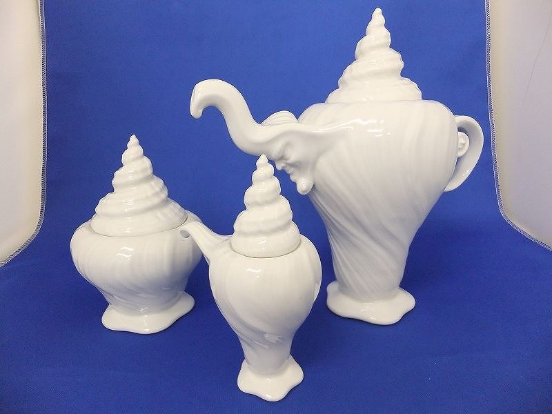 ロイヤルコペンハーゲン 希少トリトンホワイト3点セットConch貝