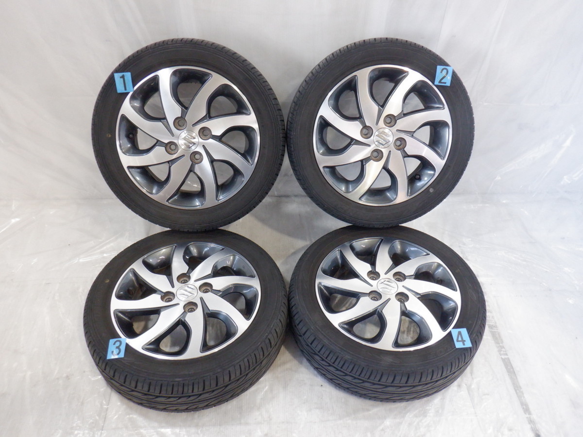 超激得，SALE 18年製 山あり パレット 4H 100 4.5J +50 14インチ SUZUKI スズキ純正 アルミホイール タイヤ 165/55R14 DUNLOP EC202 4本(ラジアルタイヤ)｜売買されたオークション情報、yahooの商品情報をアーカイブ公開 - 4穴