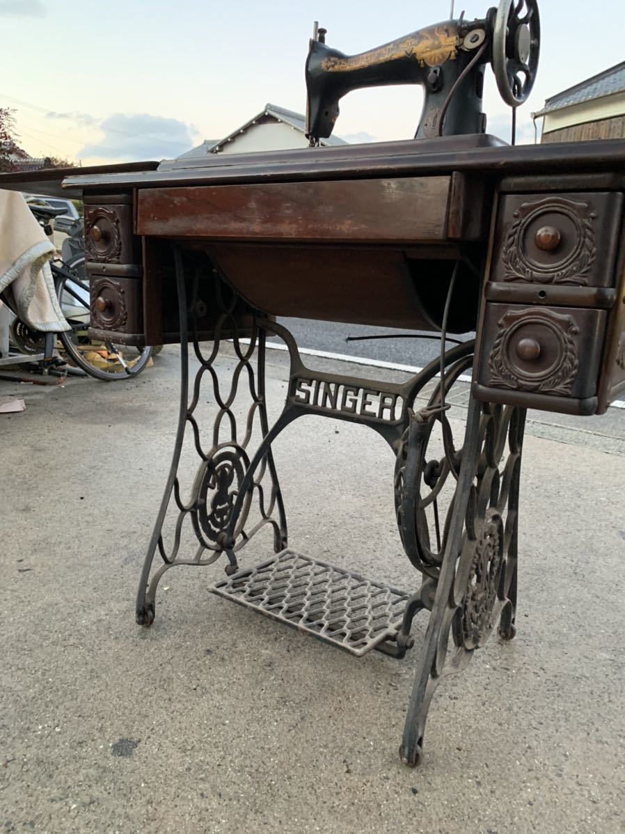 G0016 SINGER シンガー 鉄脚 網目 足踏み ミシン アンティーク