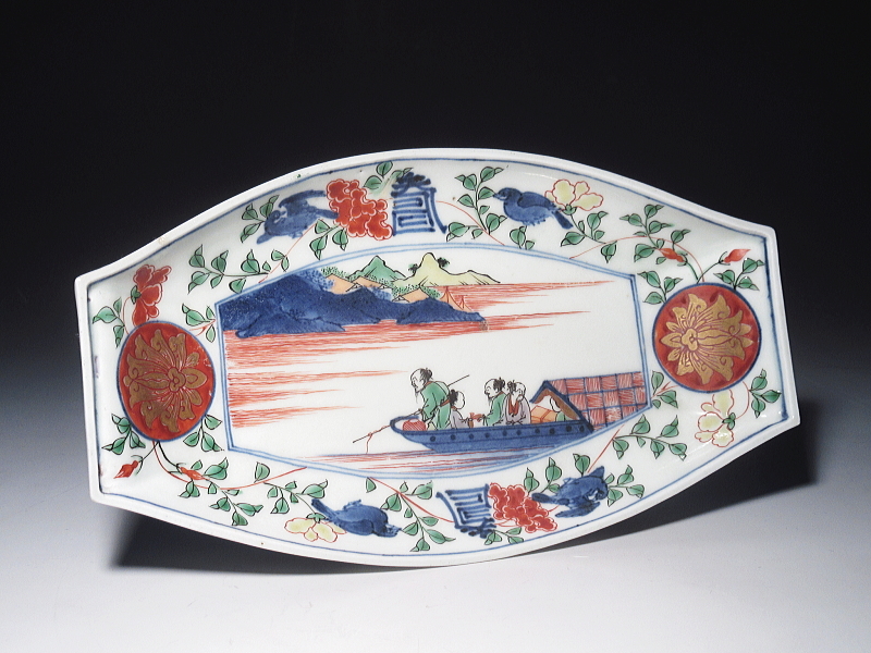 古美術青華堂｜H681 古伊万里・色絵金彩・元禄美人文皿（江戸時代