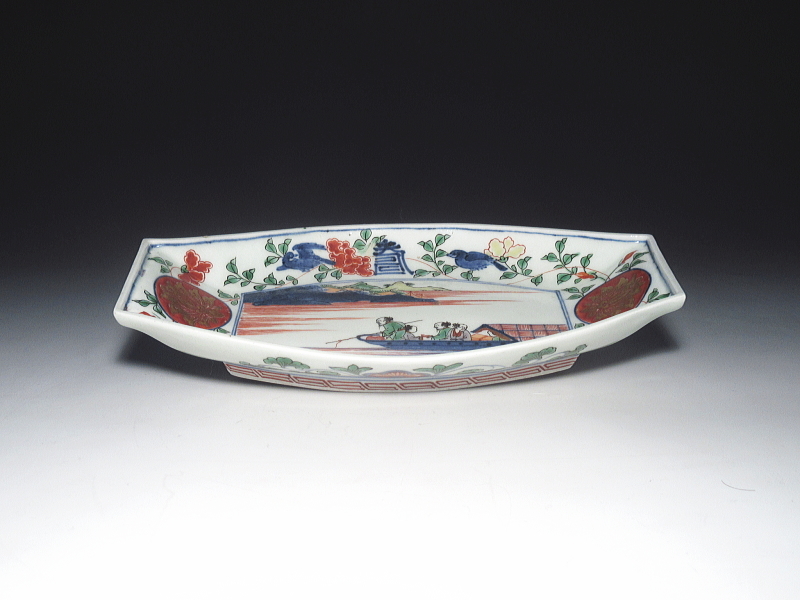 古美術青華堂｜H681 古伊万里・色絵金彩・元禄美人文皿（江戸時代