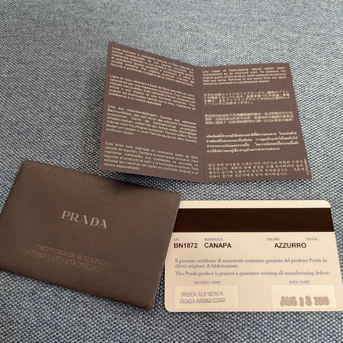 美品 PRADA カナパ トートバッグ 大容量 プラダ ハワイアラモアナ購入 ギャランティ付　1円スタート ブルー サファイア メンズ レディース PRADA カナパ トートバッグ 白タグ 通販ファッション レザー