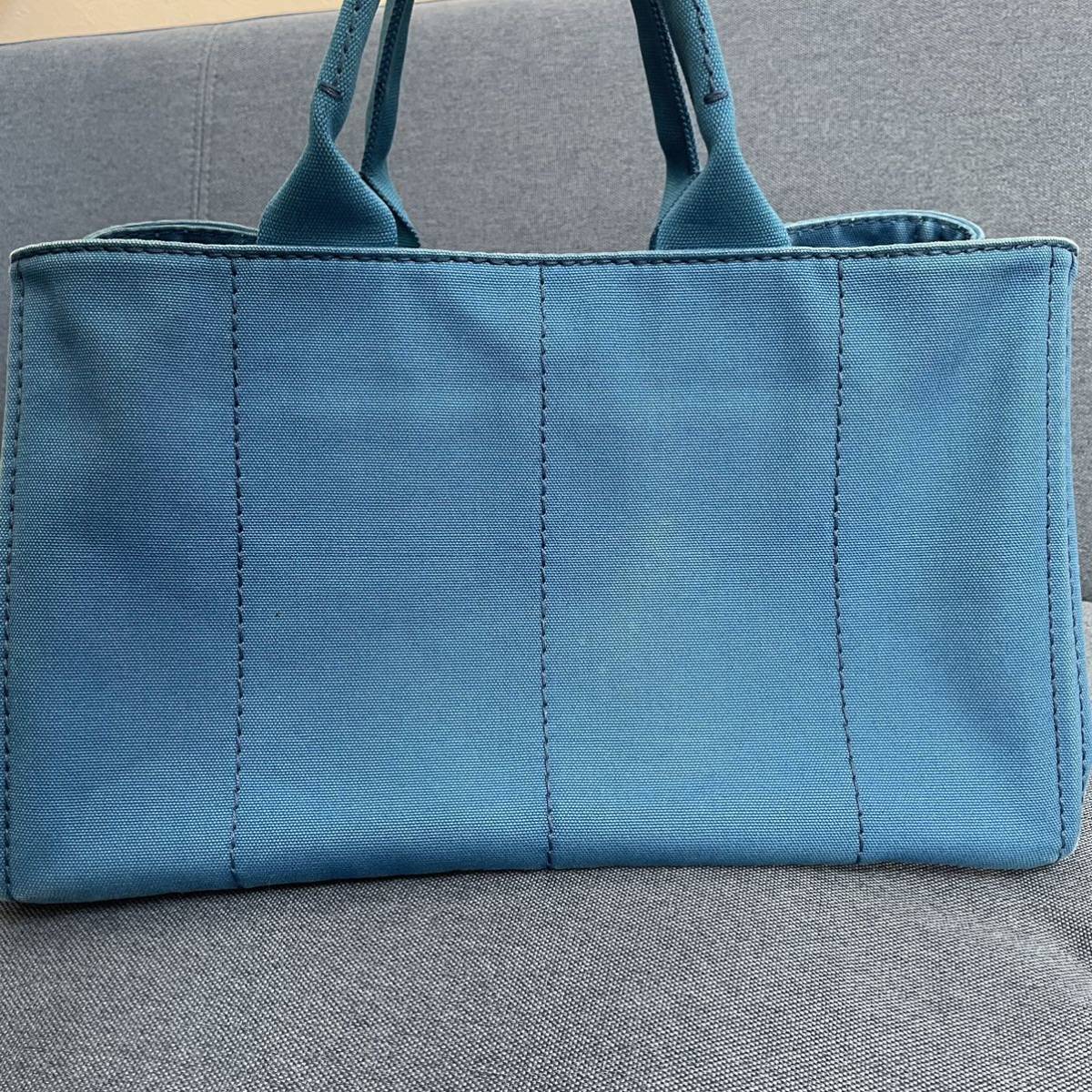 美品 PRADA カナパ トートバッグ 大容量 プラダ ハワイアラモアナ購入 ギャランティ付　1円スタート ブルー サファイア メンズ レディース PRADA カナパ トートバッグ 白タグ 通販ファッション レザー