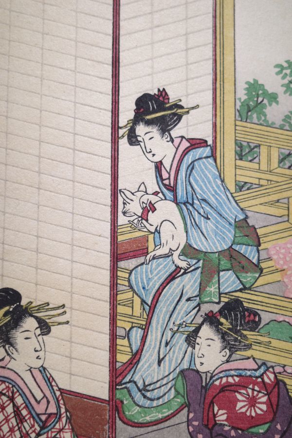 葛飾北斎「東海道五十三次 府中」☆浮世絵 復刻版 猫 錦絵 木版画 摺物