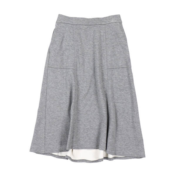 【美品】MORABITO/モラビト レディース セット 七分袖トップス×フレアスカート カットソー素材 38 M グレー [NEW]★41AG64 MORABITO（シャツ&frasl;ブラウス(長袖&frasl;七分)）のフリマアイテム一覧 モラビト MORABITO ブルーグレー レース切替リブニット パープル