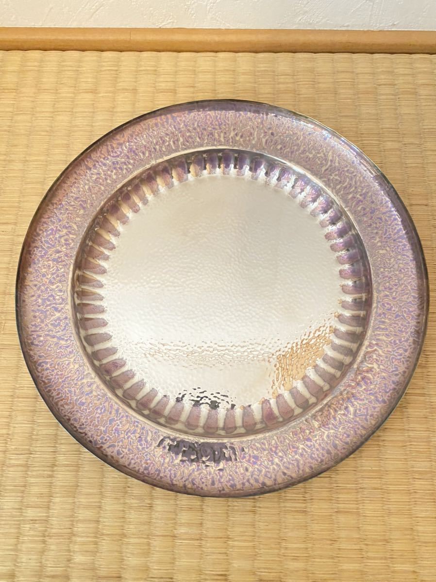 純銀製 平安 清祥堂造 槌目 南鐐 青海盆 共箱 古美術 骨董品 純銀 銀 