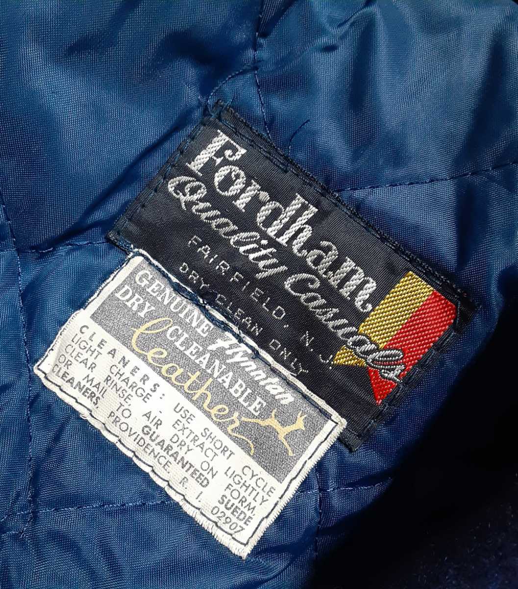 最値!1点物!ヴィンテージ 80s Fordham ワッペン 袖切り替え 本革レザー  