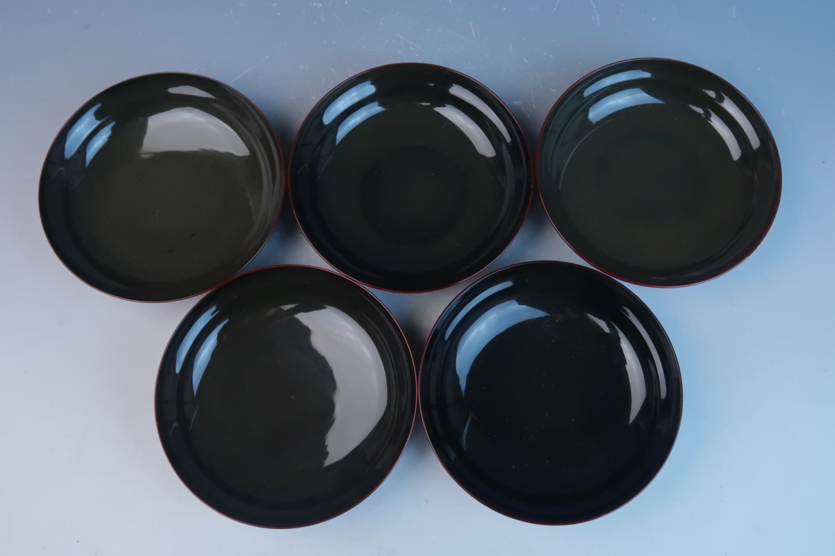 山中塗 木製漆器 溜塗内黒 蓋椀 吸物椀 煮物椀 汁椀 5