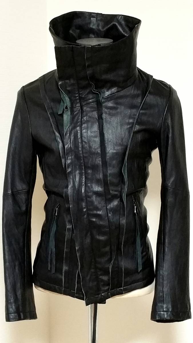 tornado mart レザージャケット　EKAM系 ドレープ ハイネック 5万円TORNADO MARTトルネードマート本革カウルネックレザージャケット